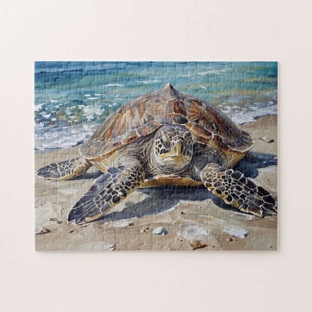  Sea Turtle on the Beach Jigsaw Puzzle (Horizontal)