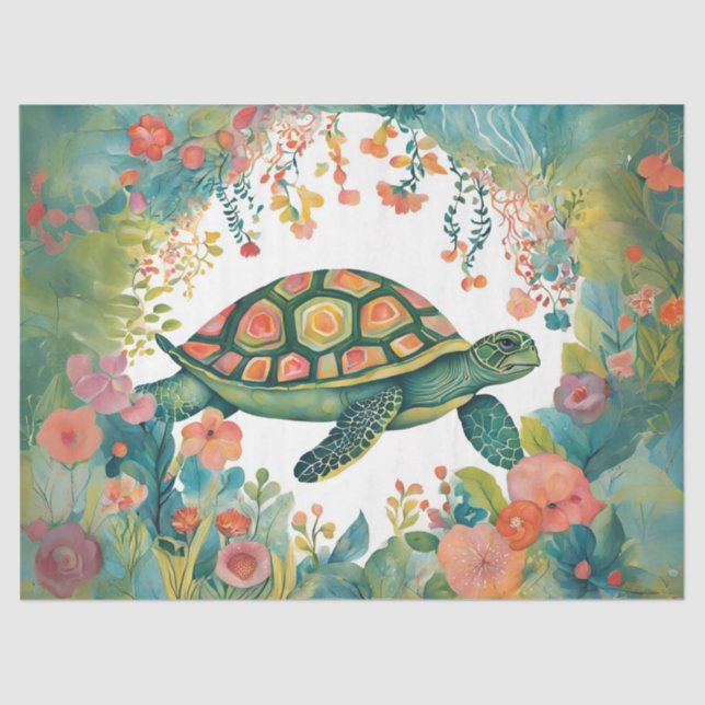 Sea Turtle Out of Place in the Garden Tissue Paper (Front)