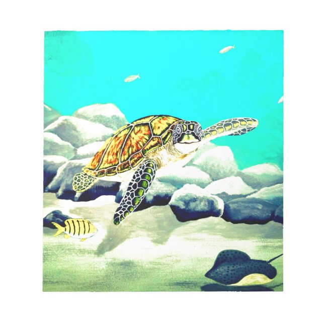 Sea Turtle Painting Beautiful Blue Sea Notepad (Front)