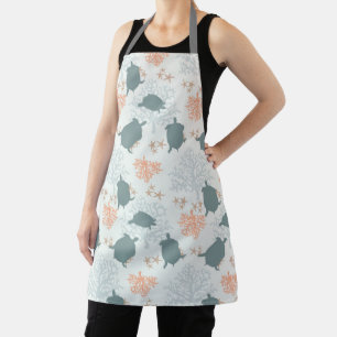 Sea Turtle Painting Ocean Pattern All Over Apron