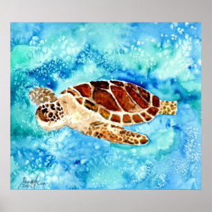 sea turtle painting print on canvas sealife art
