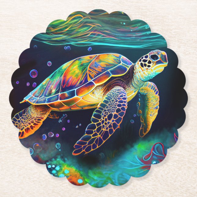 Sea Turtle Paper Coaster (Front)