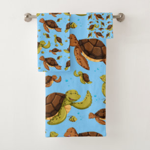 Sea Turtle Pattern Bath Towel Set