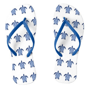 Sea Turtle Pattern in indigo Flip Flops