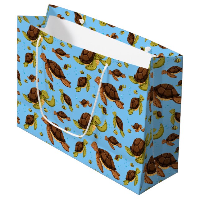 Sea Turtle Pattern Large Gift Bag (Front Angled)