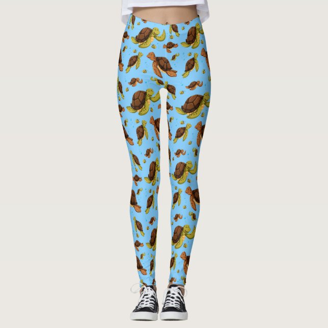Sea Turtle Pattern Leggings (Front)