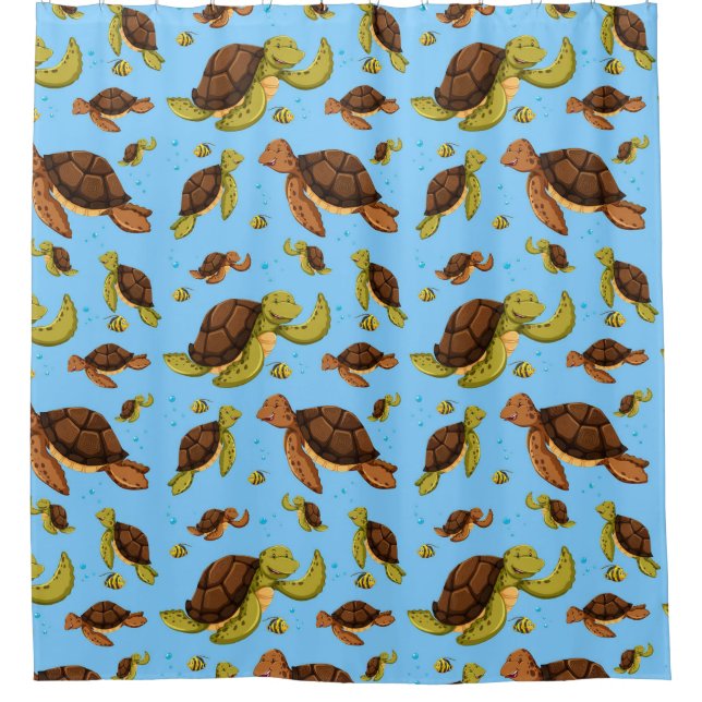 Sea Turtle Pattern Shower Curtain (Front)