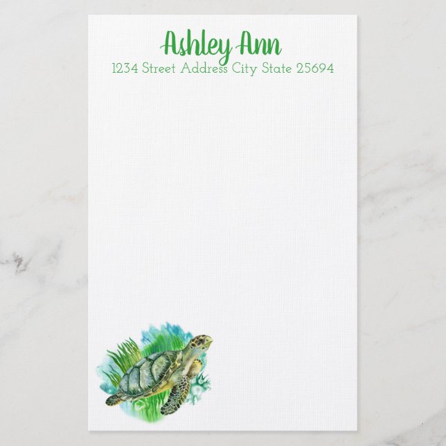Sea Turtle Personalised Stationery (Front)