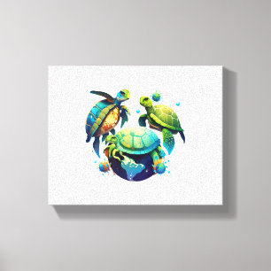 Sea Turtle Planet World Environment Earth Day Canvas Print