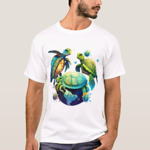 Sea Turtle Planet World Environment Earth Day T-Shirt