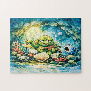Sea turtle playing violin and shells jigsaw puzzle