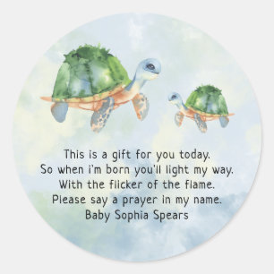 Sea turtle - Prayer candle label 