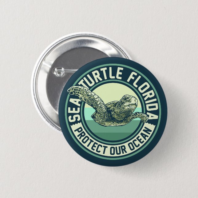 Sea Turtle Protection 6 Cm Round Badge (Front & Back)
