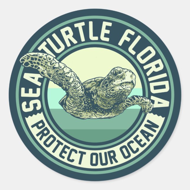 Sea Turtle Protection Classic Round Sticker (Front)
