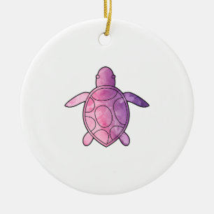 Sea Turtle purple watercolor Ceramic Tree Decoration