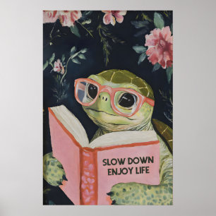 Sea Turtle Reading Enjoy Life Art Print - Funny