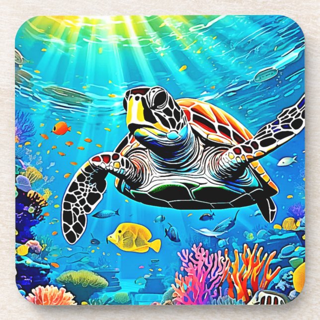 Sea Turtle Reef Life  Coaster (Front)