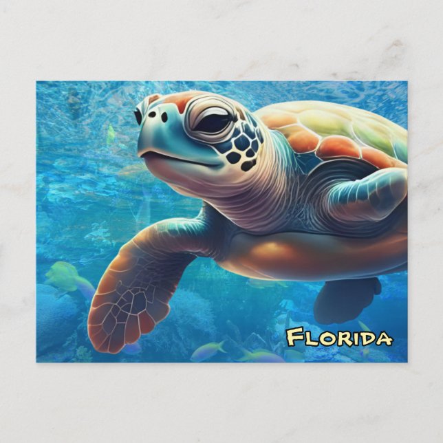 Sea Turtle Relaxed Vibes & Ocean Love Postcard (Front)