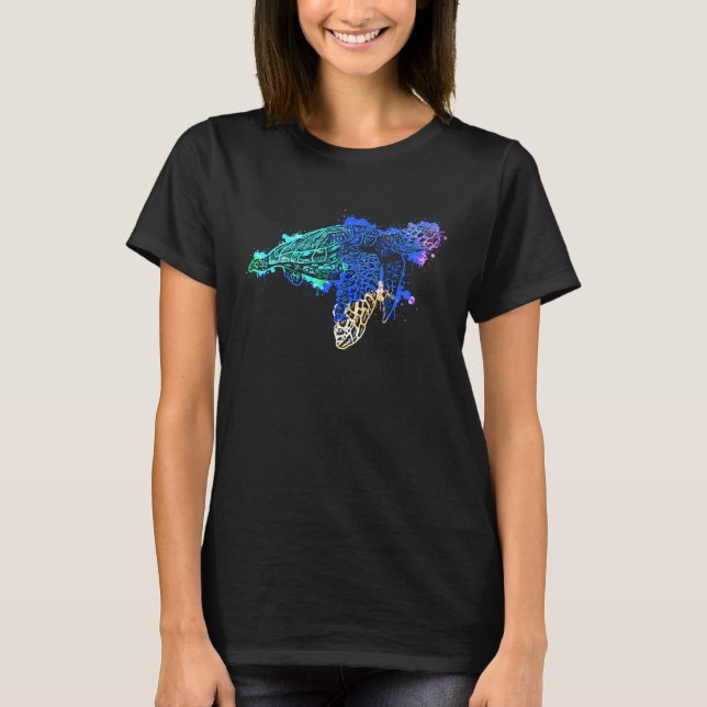 Sea Turtle Reptile Ocean Sea Animal Colourful  1 T-Shirt (Front)