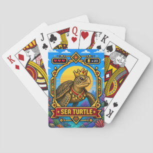 Sea Turtle Retro 8-Bit Pixel Art Playing Cards