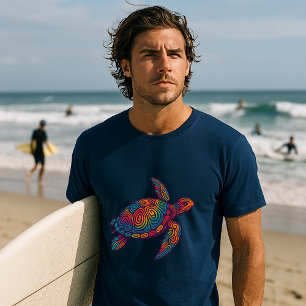 Sea Turtle Retro Psychedelic Art T-Shirt