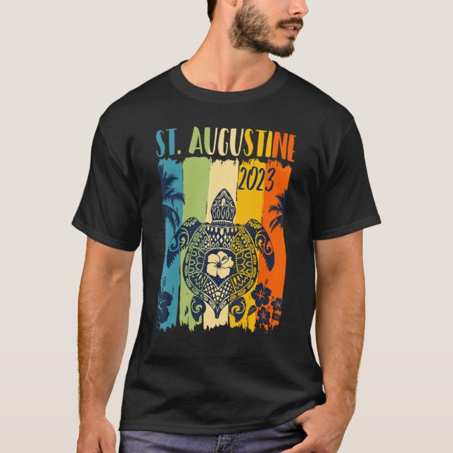 Sea Turtle Retro St  Augustine Florida Family Vaca T-Shirt (Front)