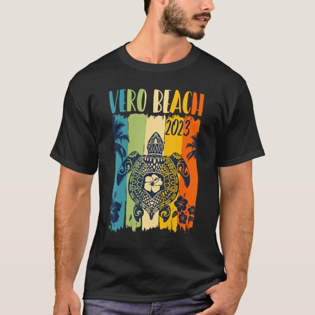 Sea Turtle Retro Vero Beach Florida Family Vacatio T-Shirt (Front)
