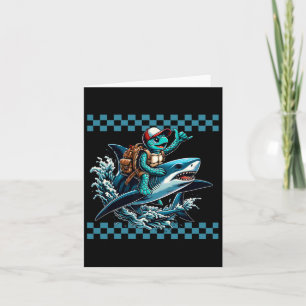 Sea Turtle Riding A Shark To School Boys Back To S Card