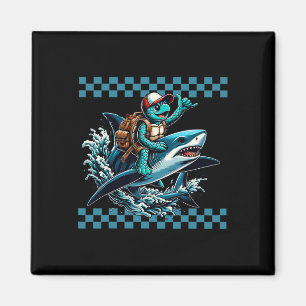 Sea Turtle Riding A Shark To School Boys Back To S Magnet