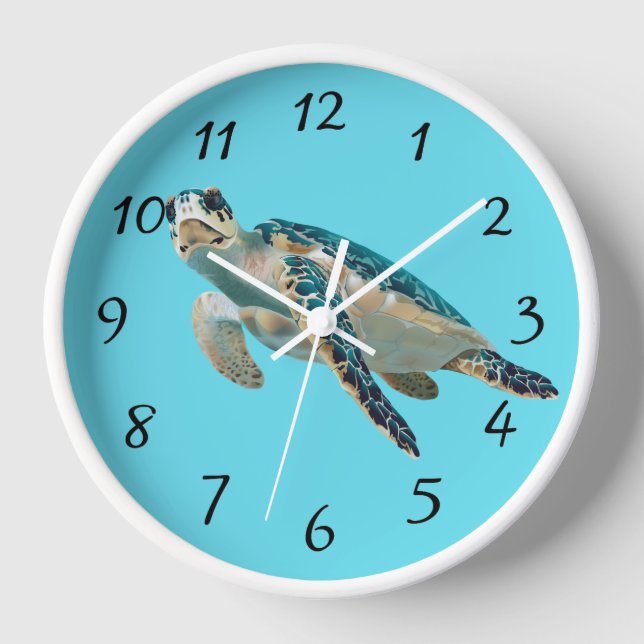 Sea Turtle round clark Clock (Front)