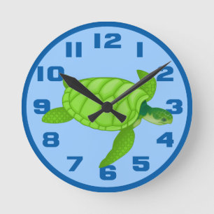 Sea Turtle Round Clock