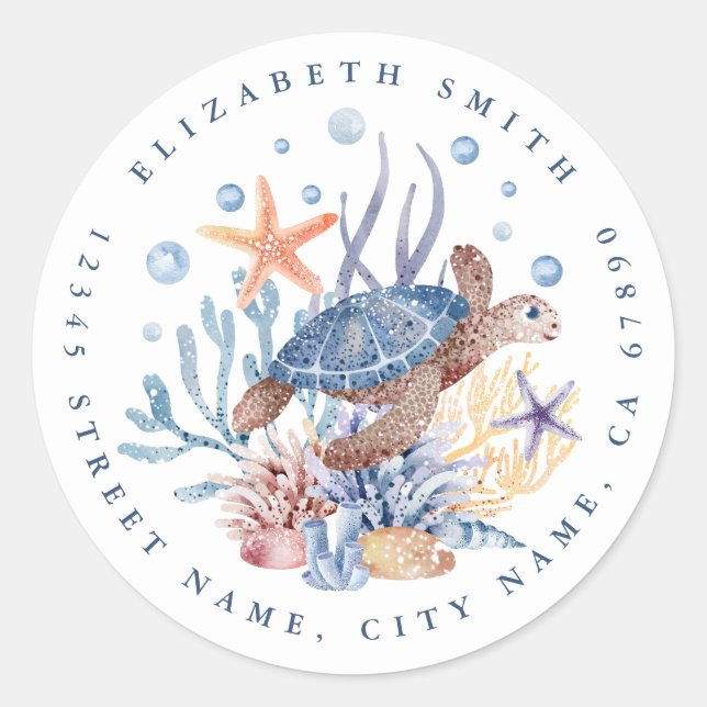 Sea Turtle Round Stickers (Front)