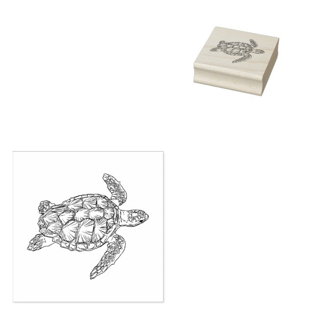Sea Turtle  Rubber Stamp (Stamped)