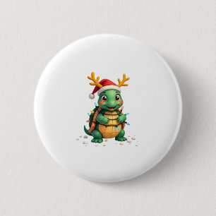 Sea Turtle Santa Christmas Lights Cute Xmas Men Wo 6 Cm Round Badge