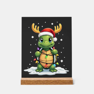 Sea Turtle Santa Christmas Lights Cute Xmas Men Wo Acrylic Sign