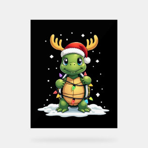 Sea Turtle Santa Christmas Lights Cute Xmas Men Wo Acrylic Sign
