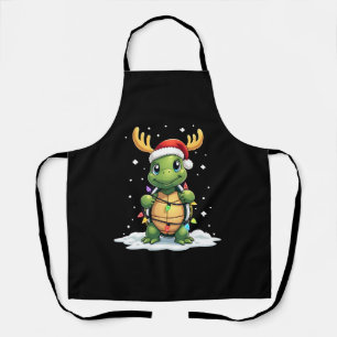 Sea Turtle Santa Christmas Lights Cute Xmas Men Wo Apron