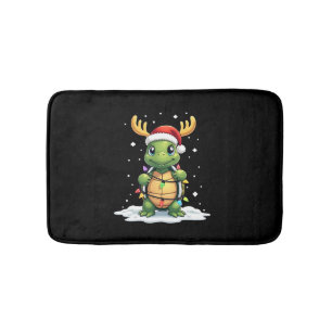 Sea Turtle Santa Christmas Lights Cute Xmas Men Wo Bath Mat