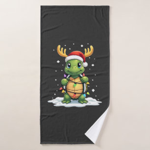Sea Turtle Santa Christmas Lights Cute Xmas Men Wo Bath Towel