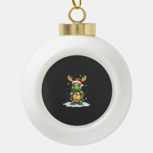 Sea Turtle Santa Christmas Lights Cute Xmas Men Wo Ceramic Ball Christmas Ornament