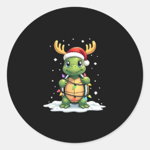 Sea Turtle Santa Christmas Lights Cute Xmas Men Wo Classic Round Sticker