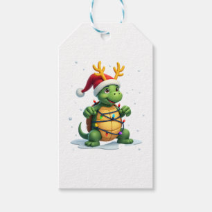 Sea Turtle Santa Christmas Lights Cute Xmas Men Wo Gift Tags