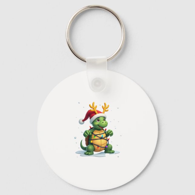 Sea Turtle Santa Christmas Lights Cute Xmas Men Wo Key Ring (Front)