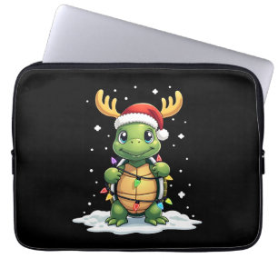 Sea Turtle Santa Christmas Lights Cute Xmas Men Wo Laptop Sleeve
