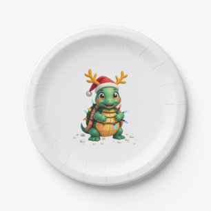 Sea Turtle Santa Christmas Lights Cute Xmas Men Wo Paper Plate