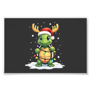 Sea Turtle Santa Christmas Lights Cute Xmas Men Wo Photo Print