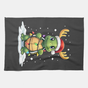 Sea Turtle Santa Christmas Lights Cute Xmas Men Wo Tea Towel