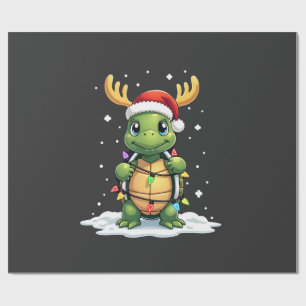Sea Turtle Santa Christmas Lights Cute Xmas Men Wo Wrapping Paper