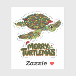 Sea Turtle Santa Hat Christmas Lights Merry Turtle