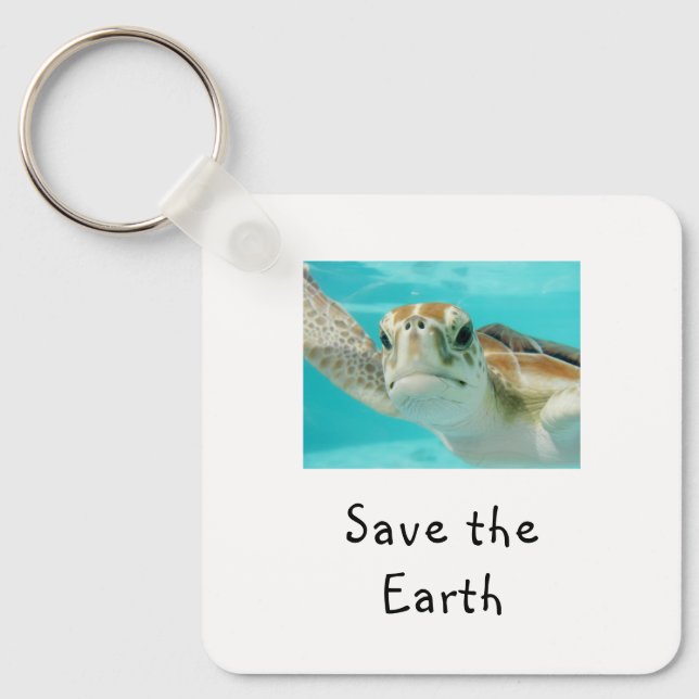 Sea Turtle Save The Earth Key Ring (Front)